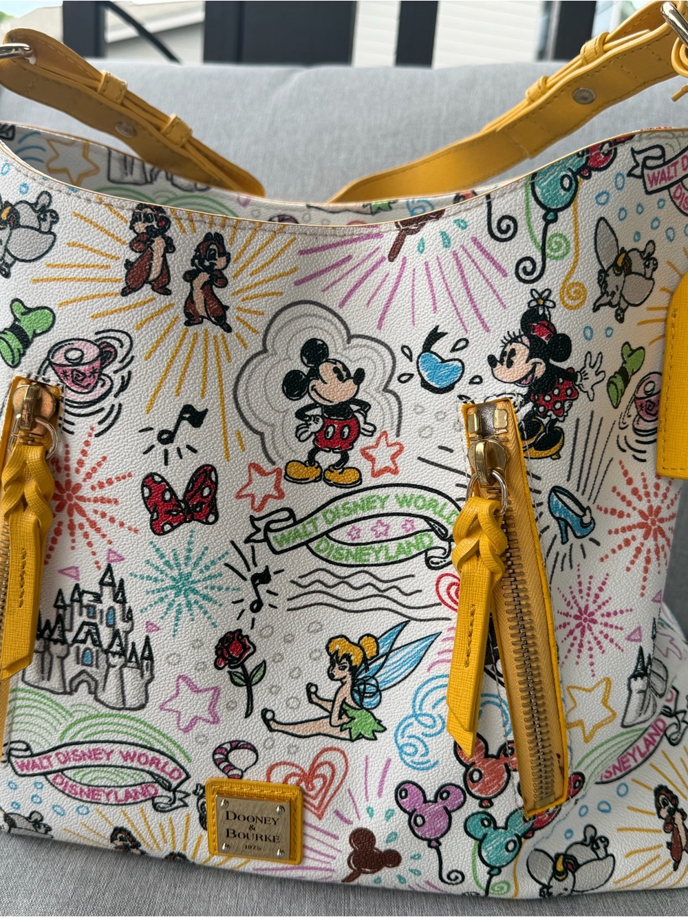 Dooney & Bourke Disney Parks Yellow-Trim Canvas Shoulder Bag with Wallet - Picture 2 of 8